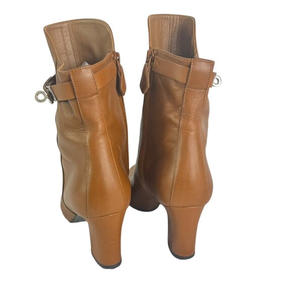 HERMES Brown Leather Joueuse Ankle Women's Boots Made in Italy 36.5 - 6US - Picture 10 of 13